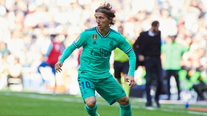 MADRID, SPAIN - 2019/12/07: Luka Modric of Real Madrid seen in action during the La Liga football match between Real Madrid and RCD Espanyol at Santiago Bernabeu Stadium in Madrid.(Final score; Real Madrid 2:0 RCD Espanyol). (Photo by Legan P. Mace/SOPA Images/LightRocket via Getty Images)