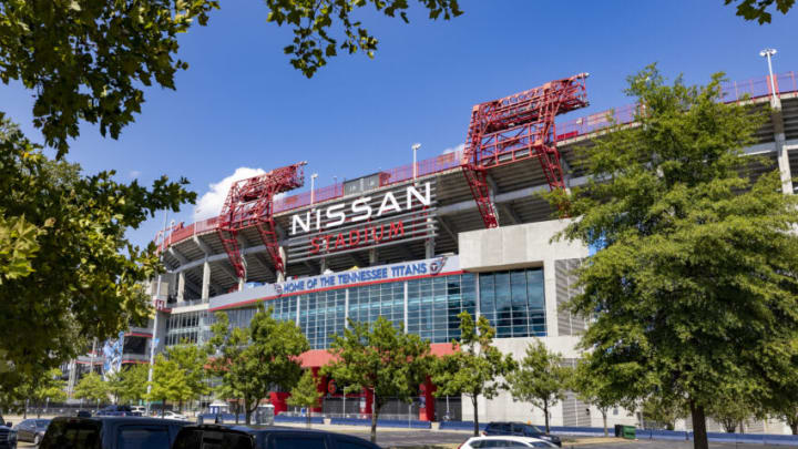 NASHVILLE, TENNESSEE - AUGUST 27: Exterior view of Nissan Stadium before a preseason game between the Tennessee Titans and the Arizona Cardinals at Nissan Stadium on August 27, 2022 in Nashville, Tennessee. The Titans defeated the Cardinals 26-23. (Photo by Wesley Hitt/Getty Images)