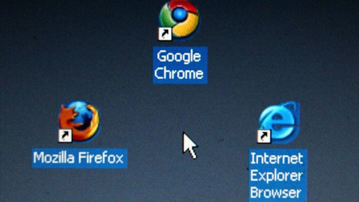 MUNICH, GERMANY - SEPTEMBER 06: In this photo illustration Google's Chrome browser shortcut, Google Inc.'s new Web browser, is displayed next to Mozilla Firefox shortcut and Microsoft's Internet Explorer browser shortcut, on an laptop. (Photo Illustration by Alexander Hassenstein/Getty Images)