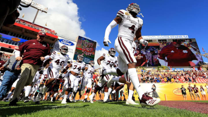 TAMPA, FL - JANUARY 01: Gerri Green #4 of the Mississippi State Bulldogs takes the field during the 2019 Outback Bowl against the Iowa Hawkeyes at Raymond James Stadium on January 1, 2019 in Tampa, Florida. (Photo by Mike Ehrmann/Getty Images)