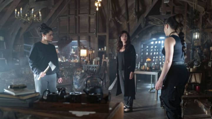 Charmed -- "The Source Awakens" -- Image Number: CMD122b_0130.jpg -- Pictured (L-R): Melonie Diaz as Mel, Valerie Cruz as Marisol and Sarah Jeffery as Maggie -- Photo: Robert Falconer/The CW -- ÃÂ© 2019 The CW Network, LLC. All rights reserved.