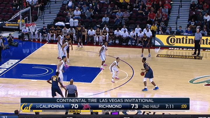 California v Richmond - Brown airballs 3, off balanced, again holding ball too long before release