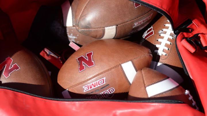 LINCOLN, NE - OCTOBER 20: A bag of footballs for the Nebraska Cornhuskers before the game against the Minnesota Golden Gophers at Memorial Stadium on October 20, 2018 in Lincoln, Nebraska. (Photo by Steven Branscombe/Getty Images)