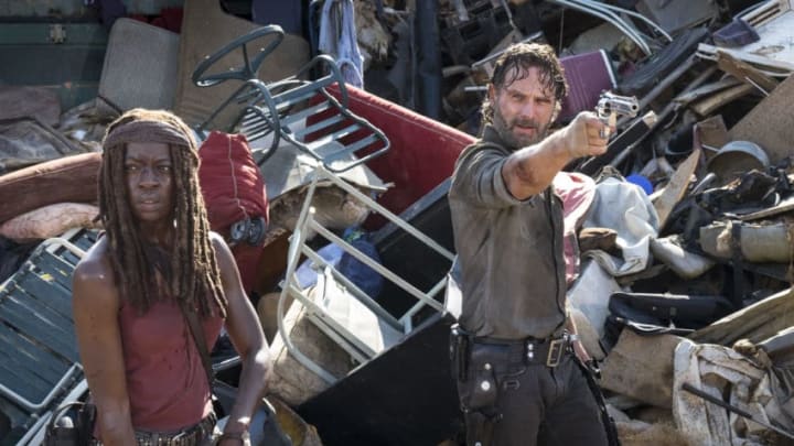 Danai Gurira as Michonne, Andrew Lincoln as Rick Grimes - The Walking Dead _ Season 8, Episode 10 - Photo Credit: Gene Page/AMC via AMC Press