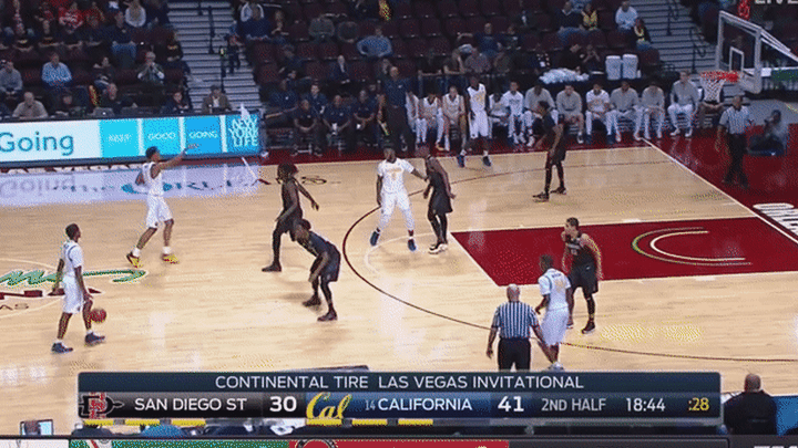 Cal vs San Diego State - Brown clanks 3 from NBA range, slow release, no real follow through, not much elevation/legs into shot