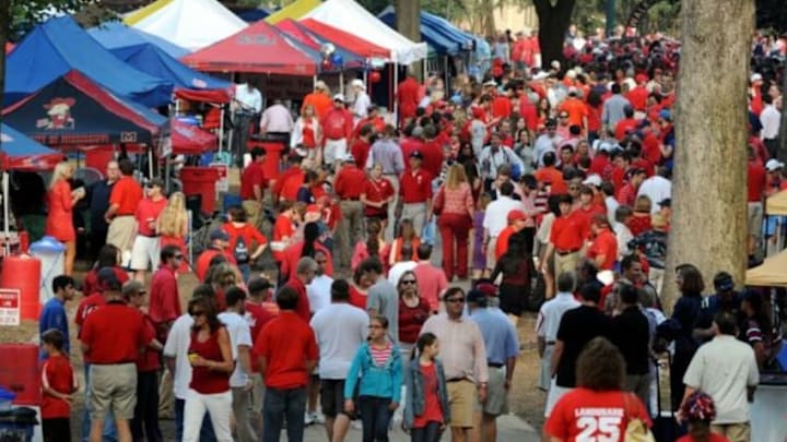 October 13, 2012; Oxford, MS, USA; Mississippi Rebels fans in the Grove before the game against the Auburn Tigers at Vaught-Hemingway Stadium. Mandatory Credit: Chuck Cook - USA TODAY Sports