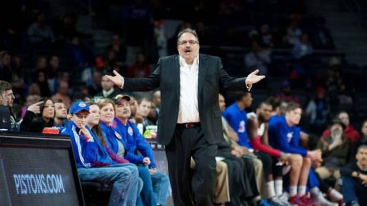 Dec 6, 2014; Auburn Hills, MI, USA; Detroit Pistons head coach Stan Van Gundy during the first quarter against the Philadelphia 76ers at The Palace of Auburn Hills. Mandatory Credit: Tim Fuller-USA TODAY Sports Dec 6, 2014; Auburn Hills, MI, USA; Detroit Pistons head coach Stan Van Gundy during the first quarter against the Philadelphia 76ers at The Palace of Auburn Hills. Mandatory Credit: Tim Fuller-USA TODAY Sports