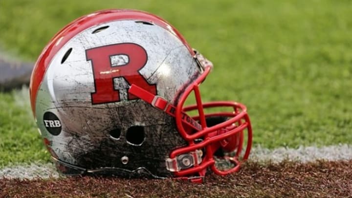 December 28, 2012; Orlando, FL, USA; Rutgers Scarlet Knights helmet sits on the field before the Russell Athletic Bowl between the Rutgers Scarlet Knights and the Virginia Tech Hokies at Citrus Bowl. Mandatory Credit: Rob Foldy-USA TODAY Sports December 28, 2012; Orlando, FL, USA; Rutgers Scarlet Knights helmet sits on the field before the Russell Athletic Bowl between the Rutgers Scarlet Knights and the Virginia Tech Hokies at Citrus Bowl. Mandatory Credit: Rob Foldy-USA TODAY Sports