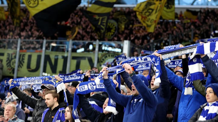Schalke and Borussia Dortmund played out a 2-2 draw in the Bundesliga. (Photo by Lars Baron/Getty Images)