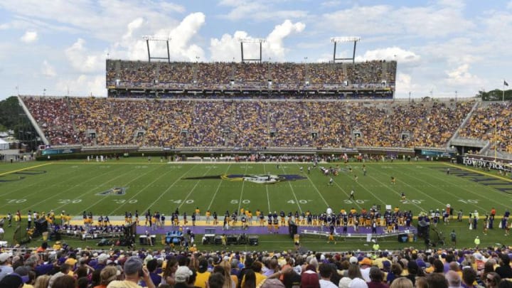 GREENVILLE, NC - SEPTEMBER 16: A general view inside of Dowdy-Ficklen Stadium during the game between the Virginia Tech Hokies and the East Carolina Pirates on September 16, 2017 in Greenville, North Carolina. Virginia Tech defeated East Carolina 64-17. (Photo by Michael Shroyer/Getty Images)