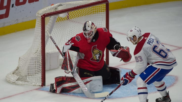 Ottawa Senators goalie Joey Daccord (34) Mandatory Credit: Marc DesRosiers-USA TODAY Sports