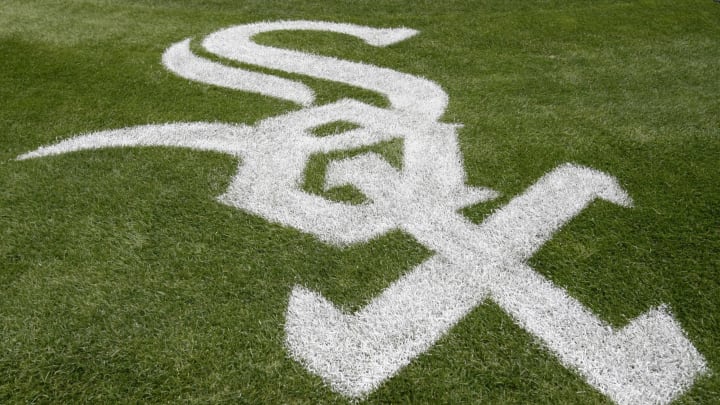 Aug 18, 2014; Chicago, IL, USA; The Chicago White Sox logo behind home plate before a game between the Chicago White Sox and the Texas Rangers at U.S Cellular Field. Mandatory Credit: Jon Durr-USA TODAY Sports