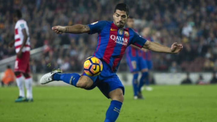 The FC Barcelona player Luis Suarez from Uruguay during the La Liga match between FC Barcelona vs Granada CF at the Camp Nou stadium on October 28, 2016 in Barcelona, Spain. (Photo by Xavier Bonilla/NurPhoto via Getty Images)