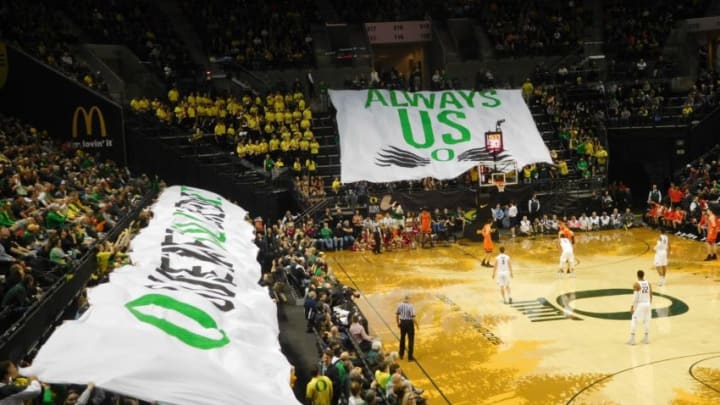 Always Us Banner unfurled at Matthew Knight Arena during Oregon vs Oregon State.Justin Phillips/KPNW Sports