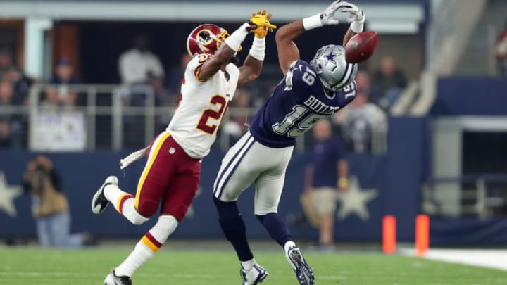 ARLINGTON, TX - NOVEMBER 24: Bashaud Breeland #26 of the Washington Redskins defends a pass to Brice Butler #19 of the Dallas Cowboys in their game at AT&T Stadium on November 24, 2016 in Arlington, Texas. (Photo by Tom Pennington/Getty Images)