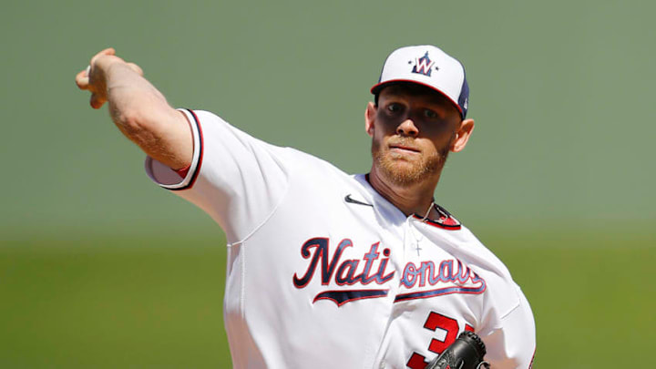 WEST PALM BEACH, FLORIDA - FEBRUARY 28: Stephen Strasburg #37 of the Washington Nationals delivers a pitch against the Tampa Bay Rays in the first inning of a the Grapefruit League spring training game at FITTEAM Ballpark of The Palm Beaches on February 28, 2020 in West Palm Beach, Florida. (Photo by Michael Reaves/Getty Images)
