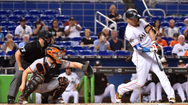 MIAMI, FL - AUGUST 14: Giancarlo Stanton