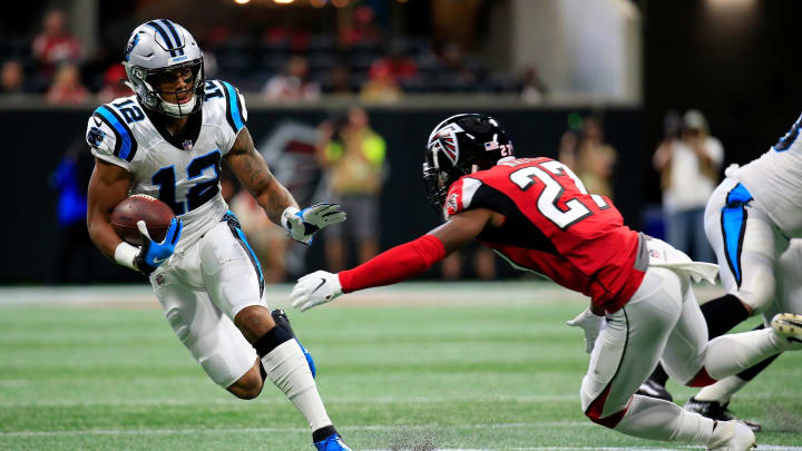 ATLANTA, GA – SEPTEMBER 16: DJ Moore #12 of the Carolina Panthers runs after a catch during the first half against the Atlanta Falcons at Mercedes-Benz Stadium on September 16, 2018 in Atlanta, Georgia. (Photo by Daniel Shirey/Getty Images)