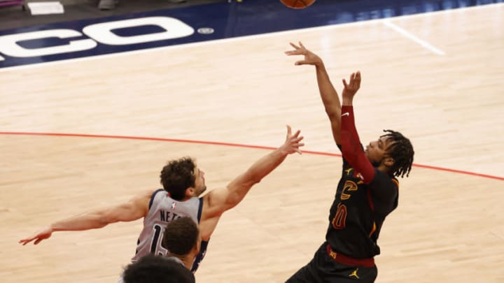 Cleveland Cavaliers guard Darius Garland shoots the ball. (Photo by Geoff Burke-USA TODAY Sports)