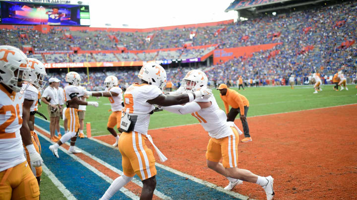 during a game at Ben Hill Griffin Stadium in Gainesville, Fla. on Saturday, Sept. 25, 2021.Kns Tennessee Florida Football