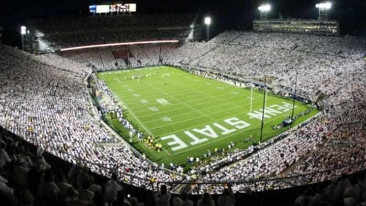 Oct 12, 2013; University Park, PA, USA; A general view of the Beaver Stadium during the third quarter between the Penn State Nittany Lions and the Michigan Wolverines. Penn State defeated Michigan 43-40 in overtime. Mandatory Credit: Matthew O