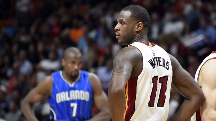 Feb 13, 2017; Miami, FL, USA; Miami Heat guard Dion Waiters (11) looks on during a timeout in the play in the second half against the Orlando Magic at American Airlines Arena. The Magic won 116-107. Mandatory Credit: Steve Mitchell-USA TODAY Sports