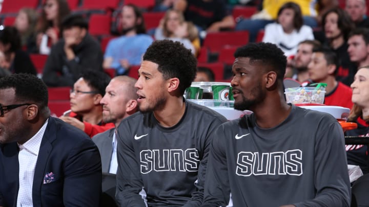 Devin Booker, Deandre Ayton, Phoenix Suns (Photo by Sam Forencich/NBAE via Getty Images)