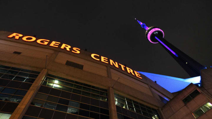 TORONTO, ON - AUGUST 25: The Rogers Centre and the CN Tower, as seen after the MLB game between the Philadelphia Phillies and the Toronto Blue Jays at Rogers Centre in Toronto, ON. August 25, 2018 (Photo by Jeff Chevrier/Icon Sportswire via Getty Images)