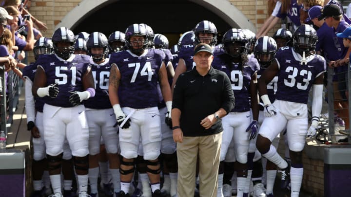 FORT WORTH, TEXAS - NOVEMBER 03: Head coach Gary Patterson of the TCU Horned Frogs at Amon G. Carter Stadium on November 03, 2018 in Fort Worth, Texas. (Photo by Ronald Martinez/Getty Images)
