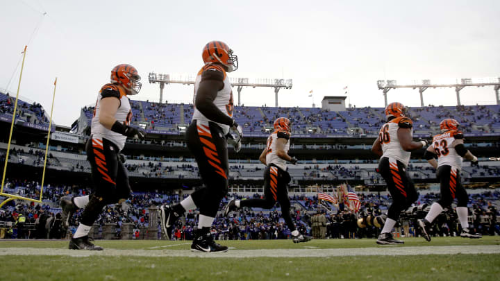 BALTIMORE, MD – DECEMBER 31: Members of the Cincinnati Bengals take the field before the start of their game against the Baltimore Ravens at M&T Bank Stadium on December 31, 2017 in Baltimore, Maryland. (Photo by Rob Carr/Getty Images)