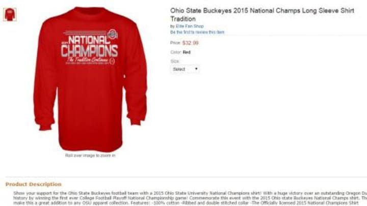 Amazon already selling Ohio State national champions shirts