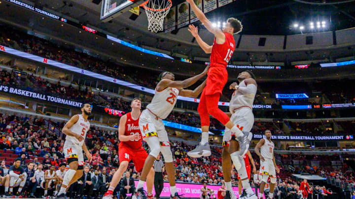 CHICAGO, IL - MARCH 14: Nebraska Cornhuskers forward Isaiah Roby (15) goes up for a shot during a Big Ten Tournament game between the Nebraska Cornhuskers and the Maryland Terrapins on March 14, 2019, at the United Center in Chicago, IL. (Photo by Patrick Gorski/Icon Sportswire via Getty Images)