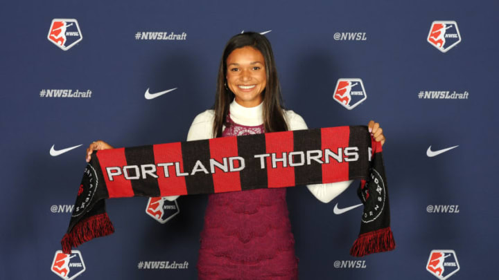 BALTIMORE, MD - JANUARY 16: Sophia Smith during the 2020 NWSL College Draft at the Baltimore Convention Center on January 16, 2020 in Baltimore, Maryland. (Photo by Jose Argueta/ISI Photos/Getty Images)