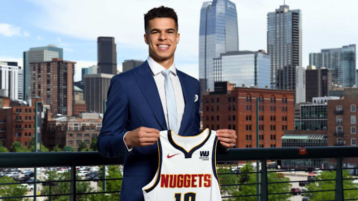 DENVER, CO - JUNE 22: Denver Nuggets draft pick, Michael Porter Jr., poses for a photo during a press conference on June 22, 2018 at the Pepsi Center in Denver, Colorado. NOTE TO USER: User expressly acknowledges and agrees that, by downloading and/or using this photograph, user is consenting to the terms and conditions of the Getty Images License Agreement. Mandatory Copyright Notice: Copyright 2018 NBAE (Photo by Garrett Ellwood/NBAE via Getty Images)