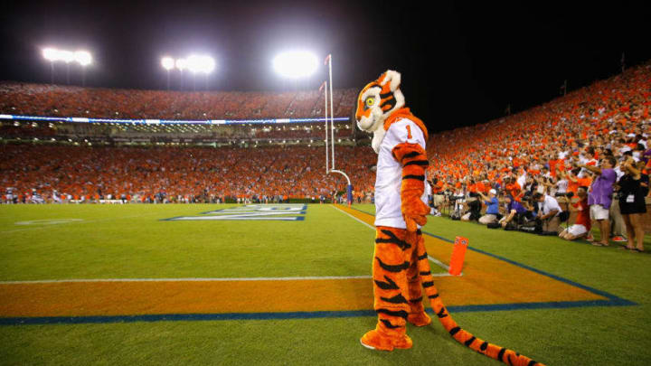 AUBURN, AL - SEPTEMBER 03: The Clemson Tigers mascot looks on prior to the game between the Auburn Tigers and the Clemson Tigers at Jordan Hare Stadium on September 3, 2016 in Auburn, Alabama. (Photo by Kevin C. Cox/Getty Images)