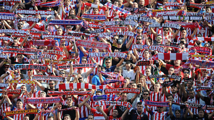 MADRID, SPAIN - SEPTEMBER 25: Atletico Madrid fans cheer their team during the La Liga match between Atletico Madrid and Deportivo La Coruna at Vincente Calderon stadium on September 25, 2016 in Madrid, Spain. (Photo by Denis Doyle/Getty Images)