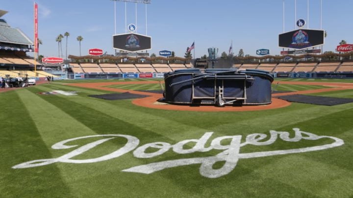 LOS ANGELES, CA - MARCH 29: A general view of the field before the game between the San Francisco Giants and the Los Angeles Dodgers at Dodger Stadium on Thursday, March 29, 2018 in Los Angeles, California. (Photo by Rob Leiter/MLB Photos via Getty Images)