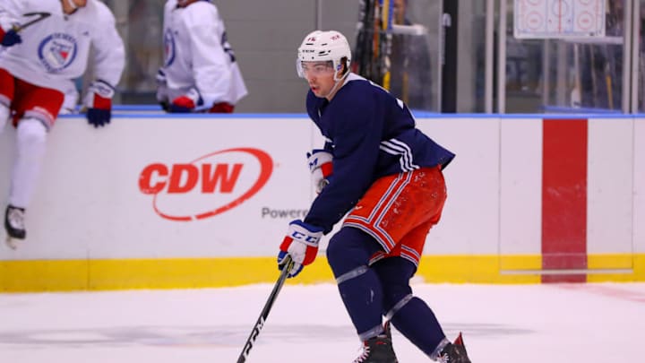 NEW YORK, NY - JUNE 29: New York Rangers Center Filip Chytil (72) skates during the New York Rangers Prospect Development Camp on June 29, 2018 at the MSG Training Center in New York, NY. (Photo by Rich Graessle/Icon Sportswire via Getty Images)