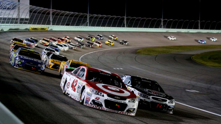 HOMESTEAD, FL – NOVEMBER 20: Kyle Larson, driver of the #42 Target Chevrolet, and Kevin Harvick, driver of the #4 Jimmy John’s Chevrolet (Photo by Jerry Markland/Getty Images)