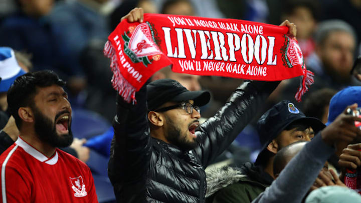 PORTO, PORTUGAL - FEBRUARY 14: Liverpool fans during the UEFA Champions League Round of 16 First Leg match between FC Porto and Liverpool at Estadio do Dragao on February 14, 2018 in Porto, Portugal. (Photo by Julian Finney/Getty Images) PORTO, PORTUGAL - FEBRUARY 14: Liverpool fans during the UEFA Champions League Round of 16 First Leg match between FC Porto and Liverpool at Estadio do Dragao on February 14, 2018 in Porto, Portugal. (Photo by Julian Finney/Getty Images)