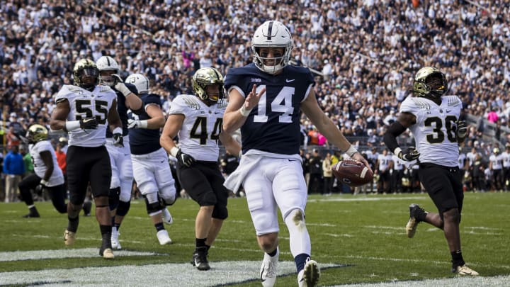 STATE COLLEGE, PA – OCTOBER 05: Sean Clifford #14 of the Penn State Nittany Lions scrambles for a touchdown against the Purdue Boilermakers during the first half at Beaver Stadium on October 5, 2019 in State College, Pennsylvania. (Photo by Scott Taetsch/Getty Images)