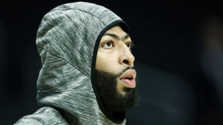 LOS ANGELES, CA - OCTOBER 22: Anthony Davis #3 of the Los Angeles Lakers looks on against the LA Clippers before the game on October 22, 2019 at STAPLES Center in Los Angeles, California. NOTE TO USER: User expressly acknowledges and agrees that, by downloading and/or using this Photograph, user is consenting to the terms and conditions of the Getty Images License Agreement. Mandatory Copyright Notice: Copyright 2019 NBAE (Photo by Chris Elise/NBAE via Getty Images)