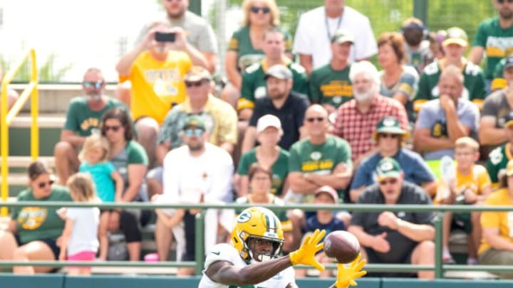Green Bay Packers wide receiver Romeo Doubs (87) makes a catch during training camp on Monday, Aug. 1, 2022, at Ray Nitschke Field in Ashwaubenon, Wisconsin. Samantha Madar/USA TODAY NETWORK-Wis.Gpg Training Camp 08012022 0013