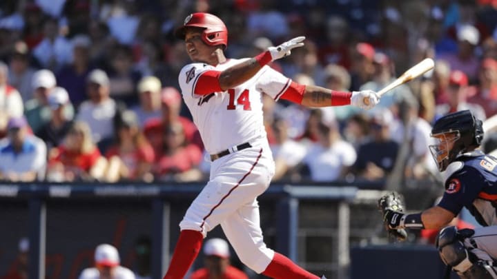 WEST PALM BEACH, FLORIDA - FEBRUARY 23: Starlin Castro #14 of the Washington Nationals in action against the Houston Astros during a Grapefruit League spring training game at FITTEAM Ballpark of The Palm Beaches on February 23, 2020 in West Palm Beach, Florida. (Photo by Michael Reaves/Getty Images)