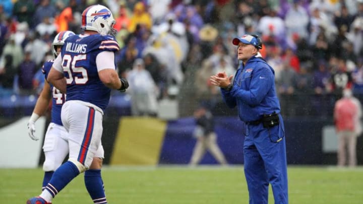 BALTIMORE, MD - SEPTEMBER 9: Head Coach Sean McDermott of the Buffalo Bills looks on during the first quarter against the Baltimore Ravens at M&T Bank Stadium on September 9, 2018 in Baltimore, Maryland. (Photo by Rob Carr/Getty Images)