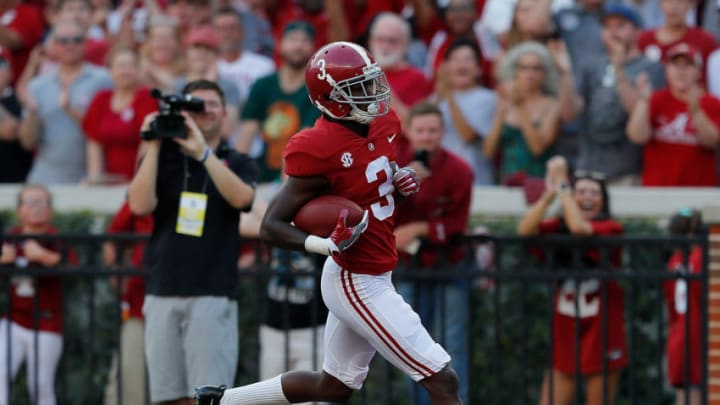 TUSCALOOSA, AL - SEPTEMBER 16: Calvin Ridley #3 of the Alabama Crimson Tide rushes in for a touchdown against the Colorado State Rams at Bryant-Denny Stadium on September 16, 2017 in Tuscaloosa, Alabama. (Photo by Kevin C. Cox/Getty Images)