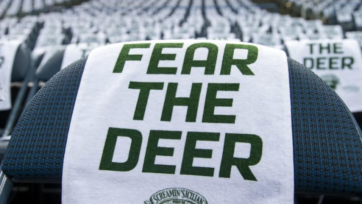 Apr 23, 2015; Milwaukee, WI, USA; Towels rest on seats prior to game three of the first round of the NBA Playoffs between the Chicago Bulls and Milwaukee Bucks at BMO Harris Bradley Center. Mandatory Credit: Jeff Hanisch-USA TODAY Sports