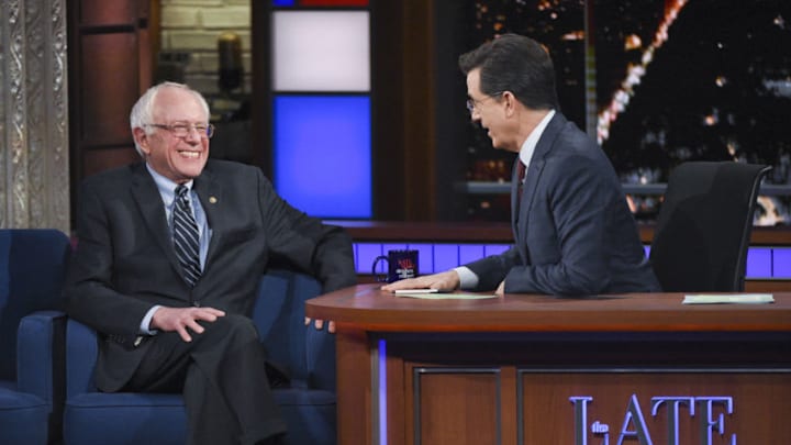 NEW YORK - FEBRUARY 10: Senator Bernie Sanders on The Late Show with Stephen Colbert, Wednesday February 10, 2016 on the CBS Television Network. (Photo by Jeffrey R. Staab/CBS via Getty Images)