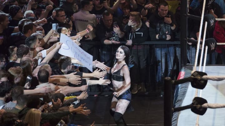 COLOGNE, GERMANY - FEBRUARY 11: Paige during WWE Road to WrestleMania at the Lanxess Arena on February 11, 2016 in Cologne, Germany. (Photo by Marc Pfitzenreuter/Getty Images)