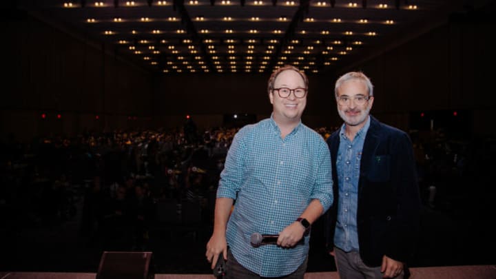NEW YORK, NEW YORK - OCTOBER 14: Mike McMahan and Alex Kurtzman on stage during the Star Trek Universe panel at New York Comic Con at Javits Center on October 14, 2023 in New York City. (Photo by Catherine Powell/Getty Images for Paramount+)